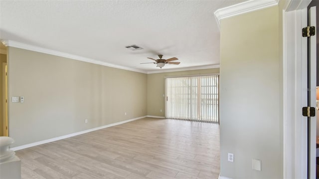 2024 Capri Ln, Mount Dora, FL 32757 - unfurnished room with a ceiling fan, ornamental molding, and light wood-style floors