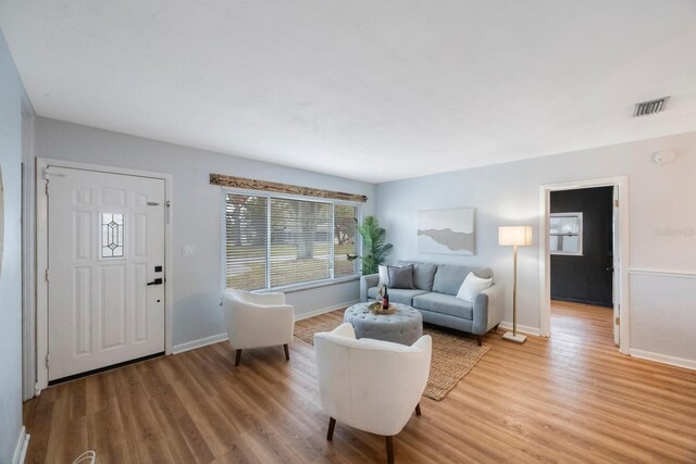 living room featuring light hardwood / wood-style flooring