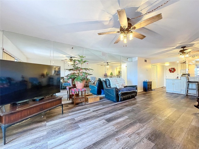 living room with hardwood / wood-style floors