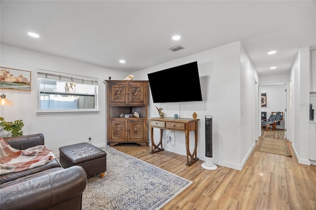 living room featuring light hardwood / wood-style floors