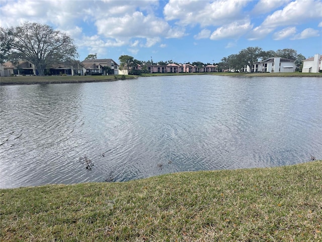 view of water feature with a residential view