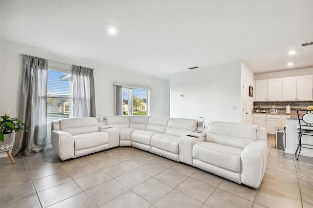 view of tiled living room