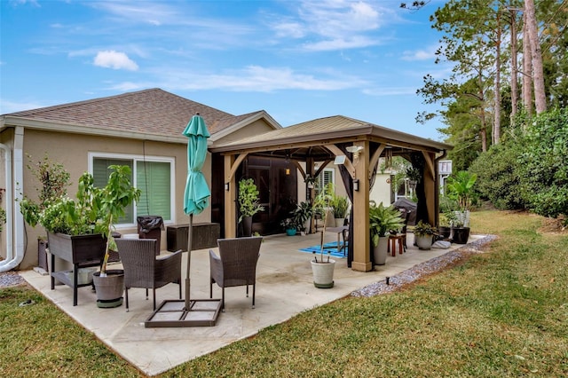 view of patio featuring a gazebo