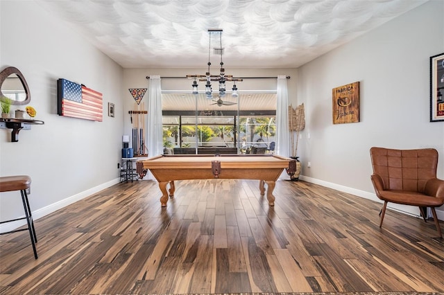 game room featuring hardwood / wood-style floors and billiards