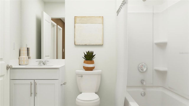 full bathroom featuring shower / bathing tub combination, vanity, and toilet