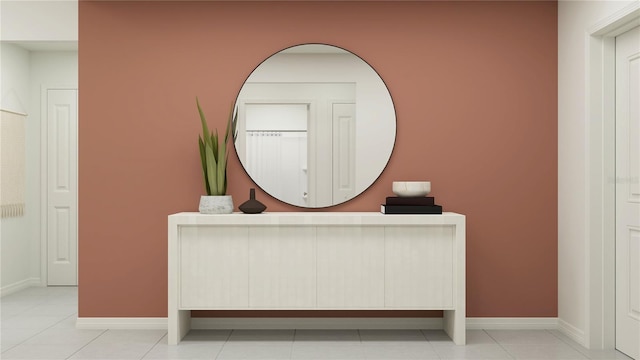 interior space with tile patterned flooring and vanity