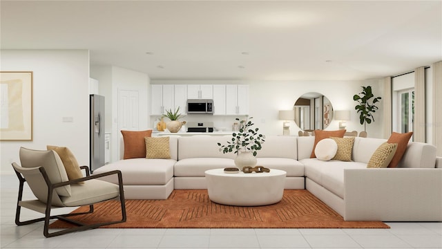 view of tiled living room