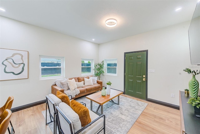 living room featuring light hardwood / wood-style floors