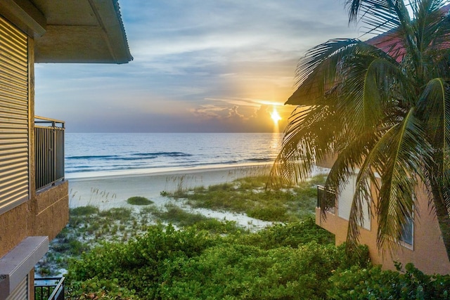 view of water feature featuring a beach view