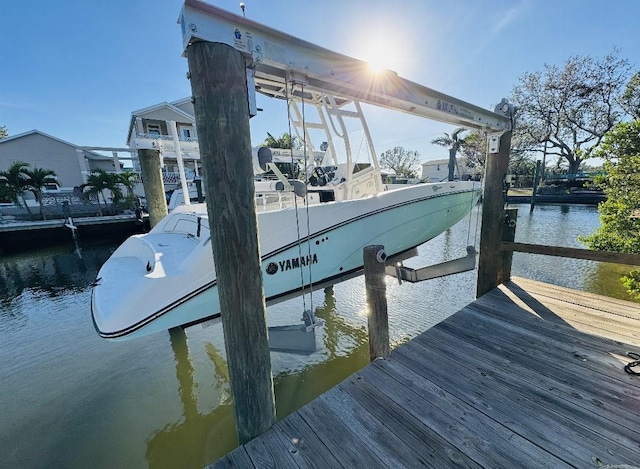 view of dock featuring a water view