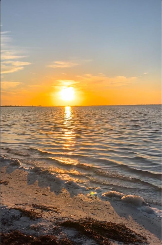 property view of water featuring a beach view