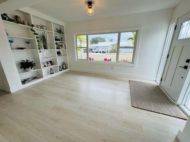 interior space with light hardwood / wood-style floors