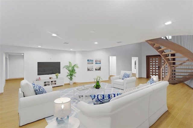 living room featuring light hardwood / wood-style flooring