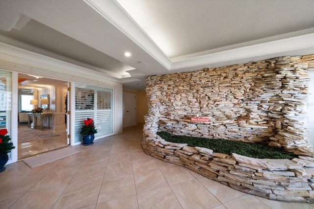 interior space featuring light tile patterned floors