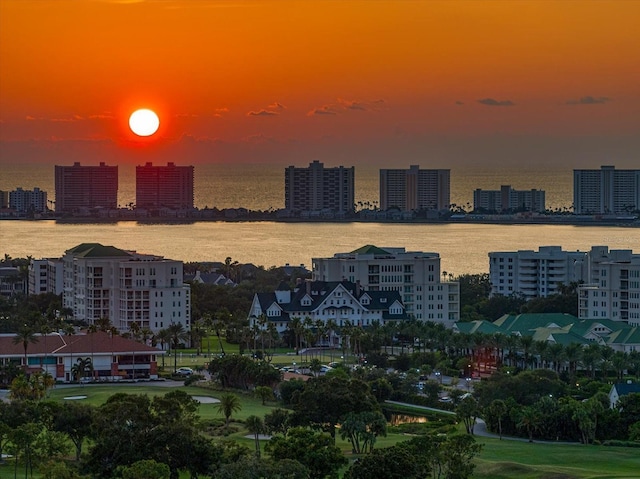 property's view of city with a water view