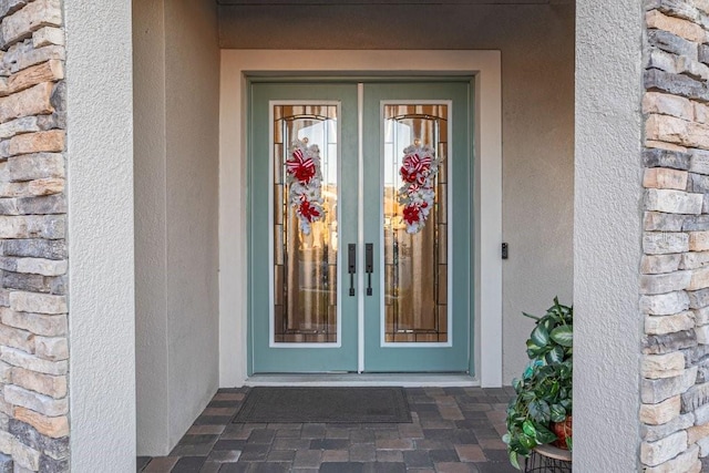 property entrance with french doors