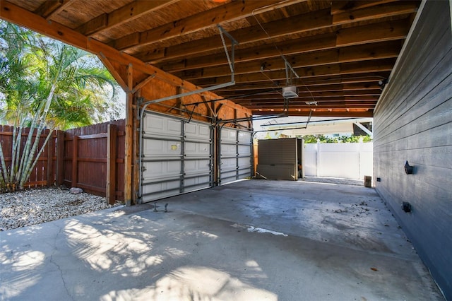 garage with a garage door opener