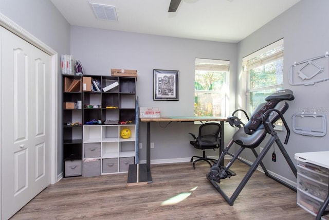 office with hardwood / wood-style floors