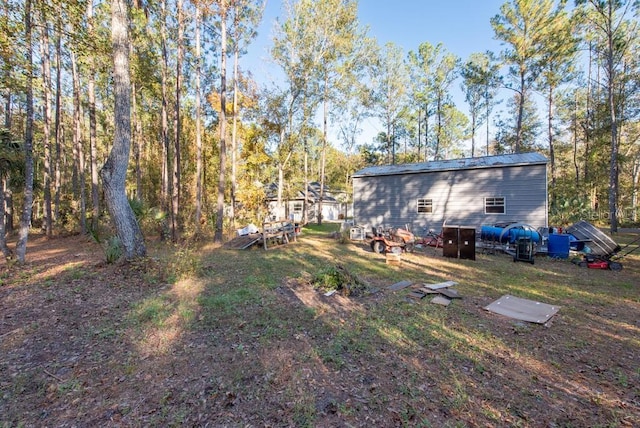 view of yard featuring an outdoor structure