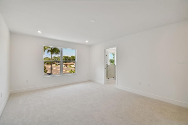 spare room with a wealth of natural light and light colored carpet