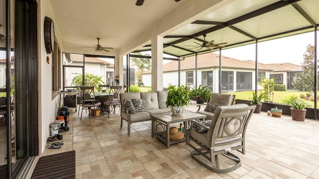 sunroom / solarium with lofted ceiling