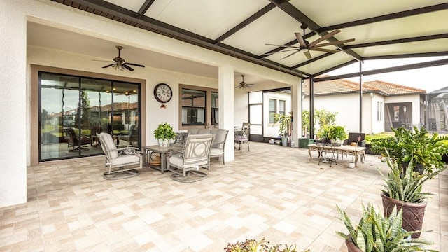 view of patio / terrace featuring ceiling fan