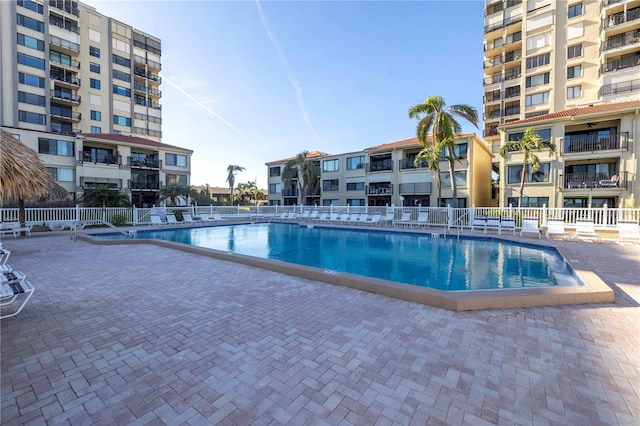 view of pool featuring a patio area