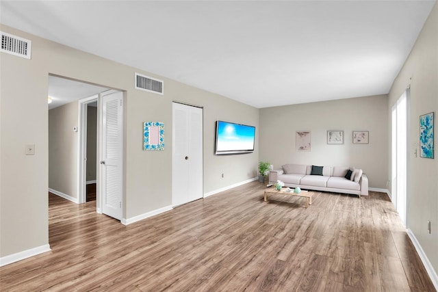 living room with light wood-type flooring