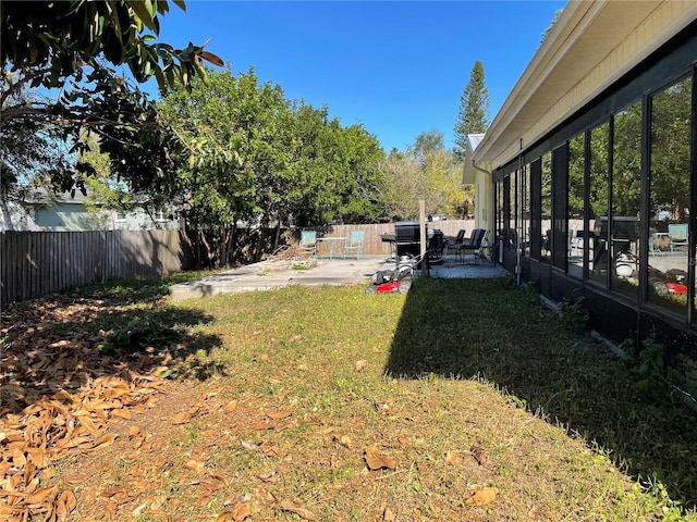 view of yard with a patio area