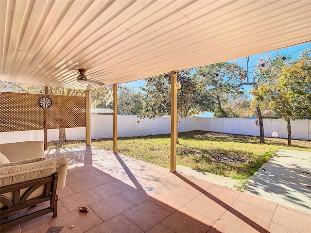 view of patio / terrace featuring ceiling fan