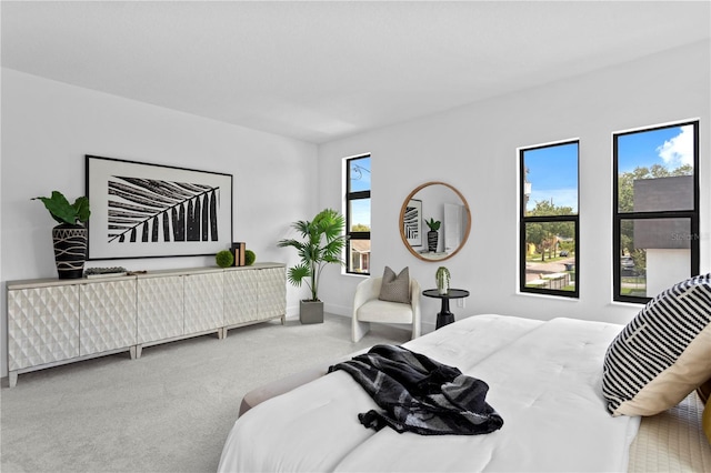 bedroom featuring multiple windows and carpet