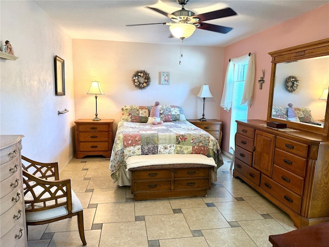 bedroom featuring ceiling fan