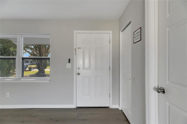 entrance foyer featuring dark hardwood / wood-style floors