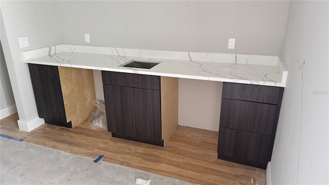 kitchen featuring light wood-type flooring, a sink, and modern cabinets