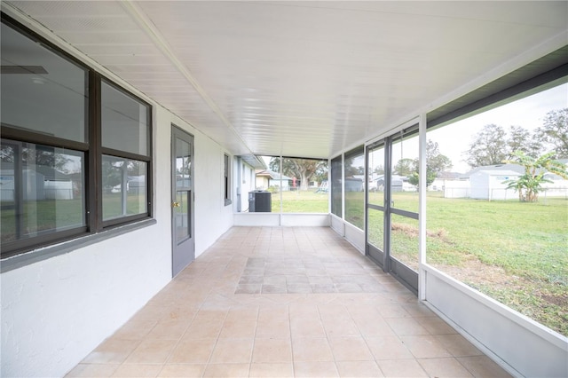 view of unfurnished sunroom