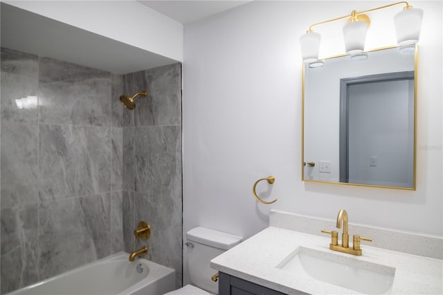 7631 Lewis Rd, Lakeland, FL 33810 - bathroom featuring toilet, vanity, and bathtub / shower combination