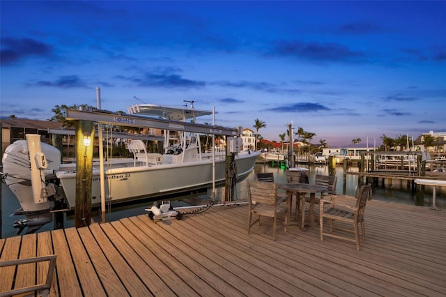 dock area featuring a water view