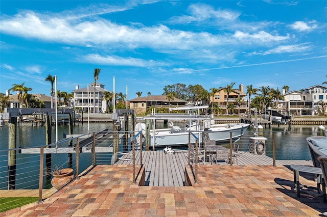 view of dock featuring a water view