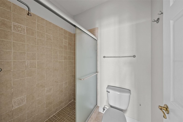 bathroom with walk in shower and toilet