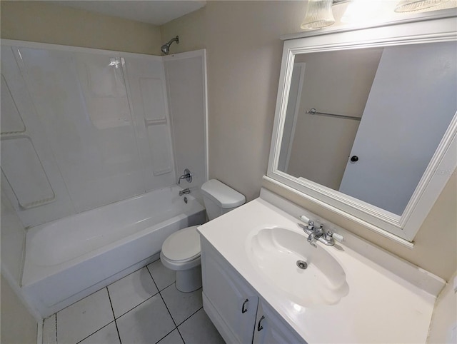 full bathroom with tile patterned flooring, vanity, toilet, and shower / bathtub combination