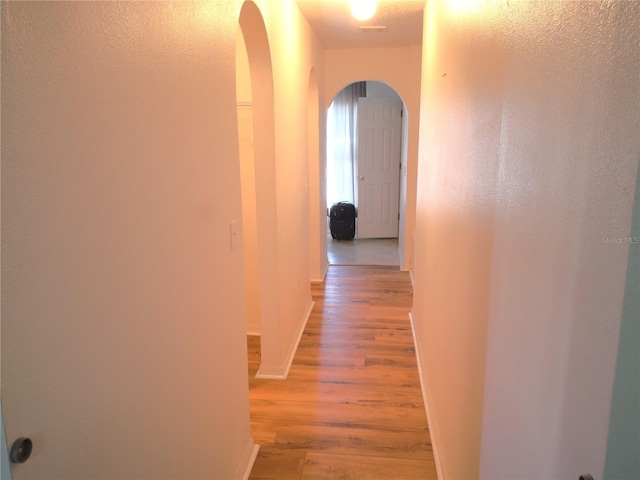 hallway featuring wood-type flooring