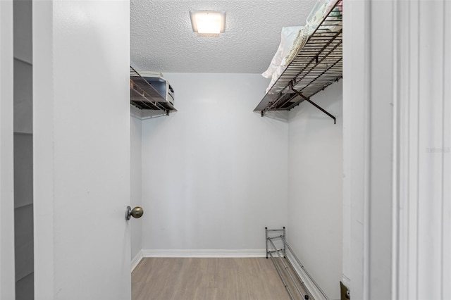 spacious closet featuring light hardwood / wood-style floors