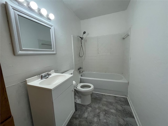 full bathroom featuring shower / tub combination, vanity, and toilet