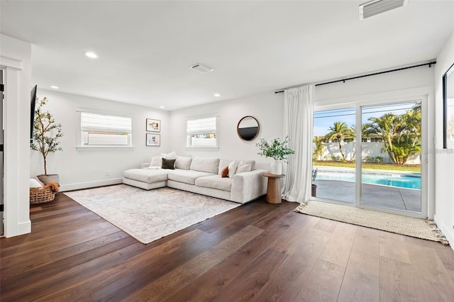 living room featuring wood-type flooring