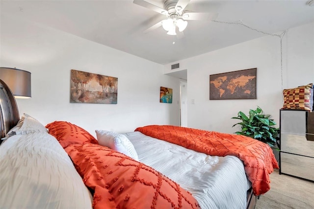 bedroom with carpet flooring and ceiling fan