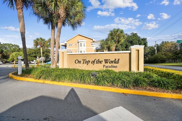 view of community sign