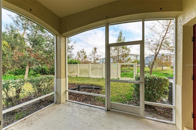 view of unfurnished sunroom