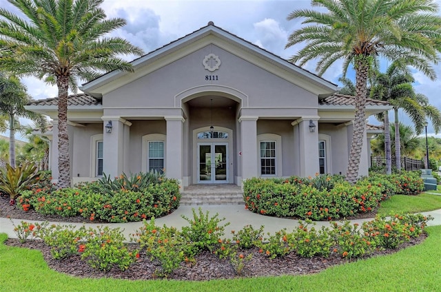 exterior space featuring french doors