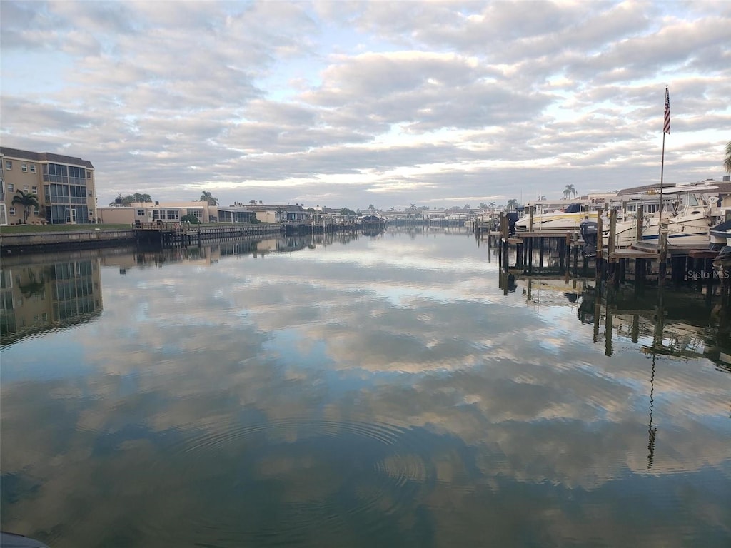 property view of water featuring a dock