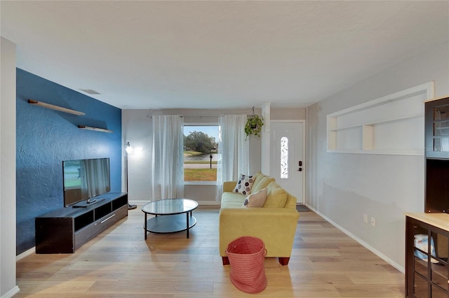 living room featuring light hardwood / wood-style floors